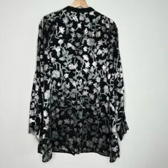 LAFAYETTE 148 NEW YORK Brayden Long-Sleeve Button-Front Floral-Burnout Blouse 3X - Picture 1 of 6